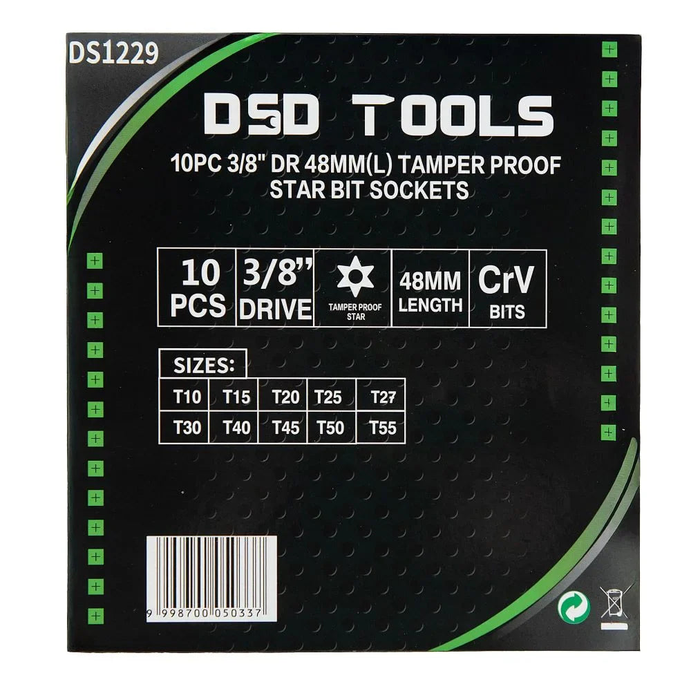3/8" PAVAROS 48 MM ŽVAIGŽDINĖS "TORX" GALVUTĖS-ANGALIAI ,10VNT DS1229