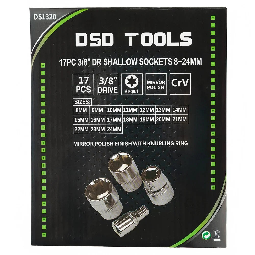 17 VNT. 3/8" TRUMPOS GALVUTĖS 8-24mm DS1320