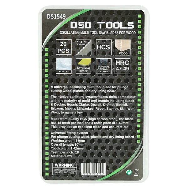 20 VNT. VIBRACINIO DAUGIAFUNKCINIO ĮRANKIO PJŪKLELIAI MEDIENAI 18TPI 34MM DS1549