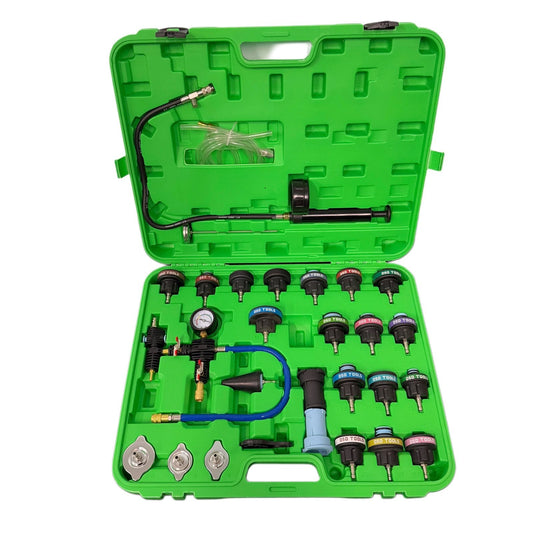 28-PIECE COOLING SYSTEM PRESSURE TESTER AND REFILL KIT DS1838