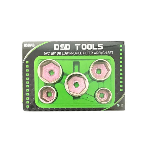 5 dalių 3/8″ pavaros žemo profilio filtrų raktų rinkinys DS1646