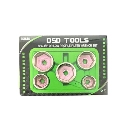 5 dalių 3/8″ pavaros žemo profilio filtrų raktų rinkinys DS1646