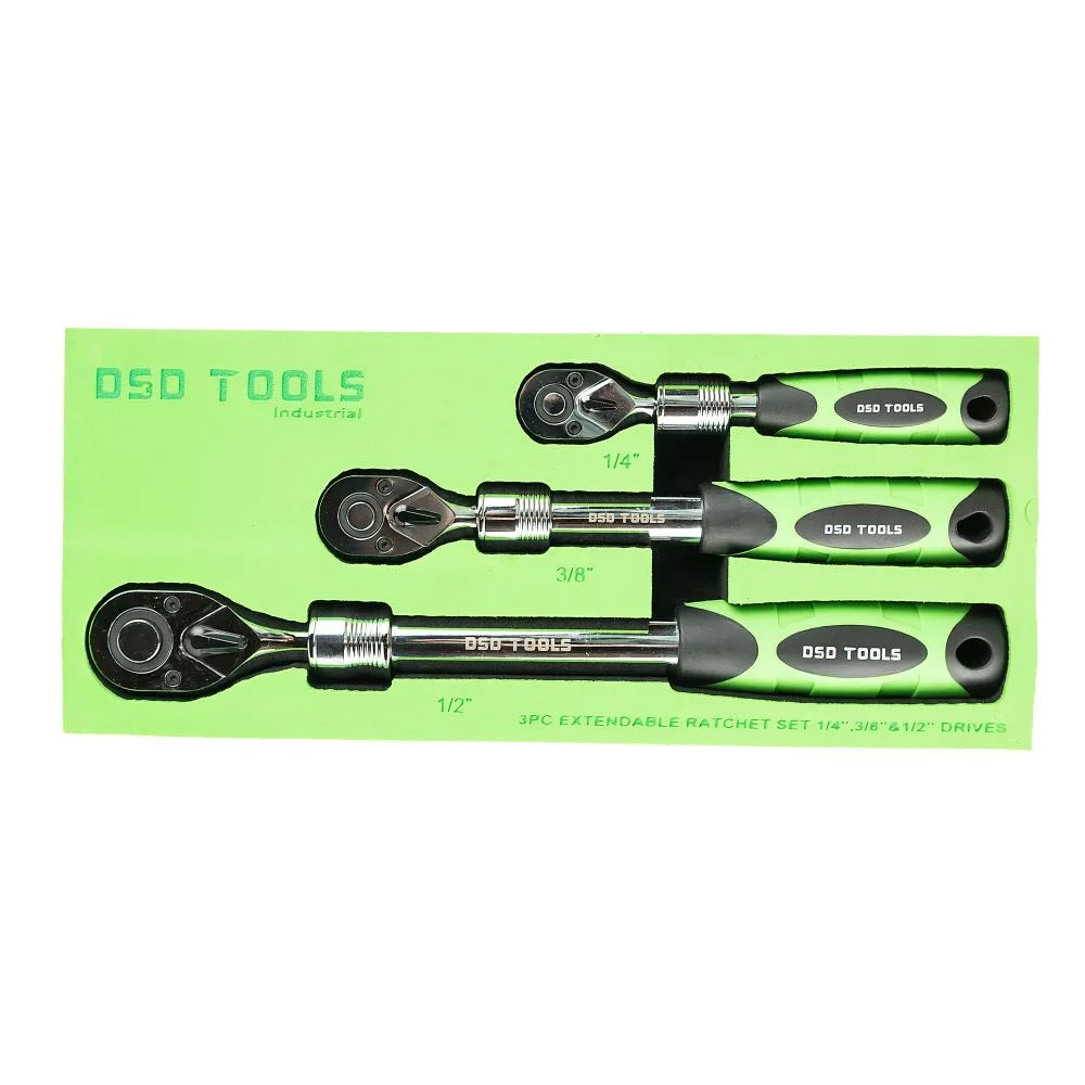 3 VNT. TELESKOPINIŲ TERKŠLIŲ RINKINYS 1/4″, 3/8″ IR 1/2″  DS1085