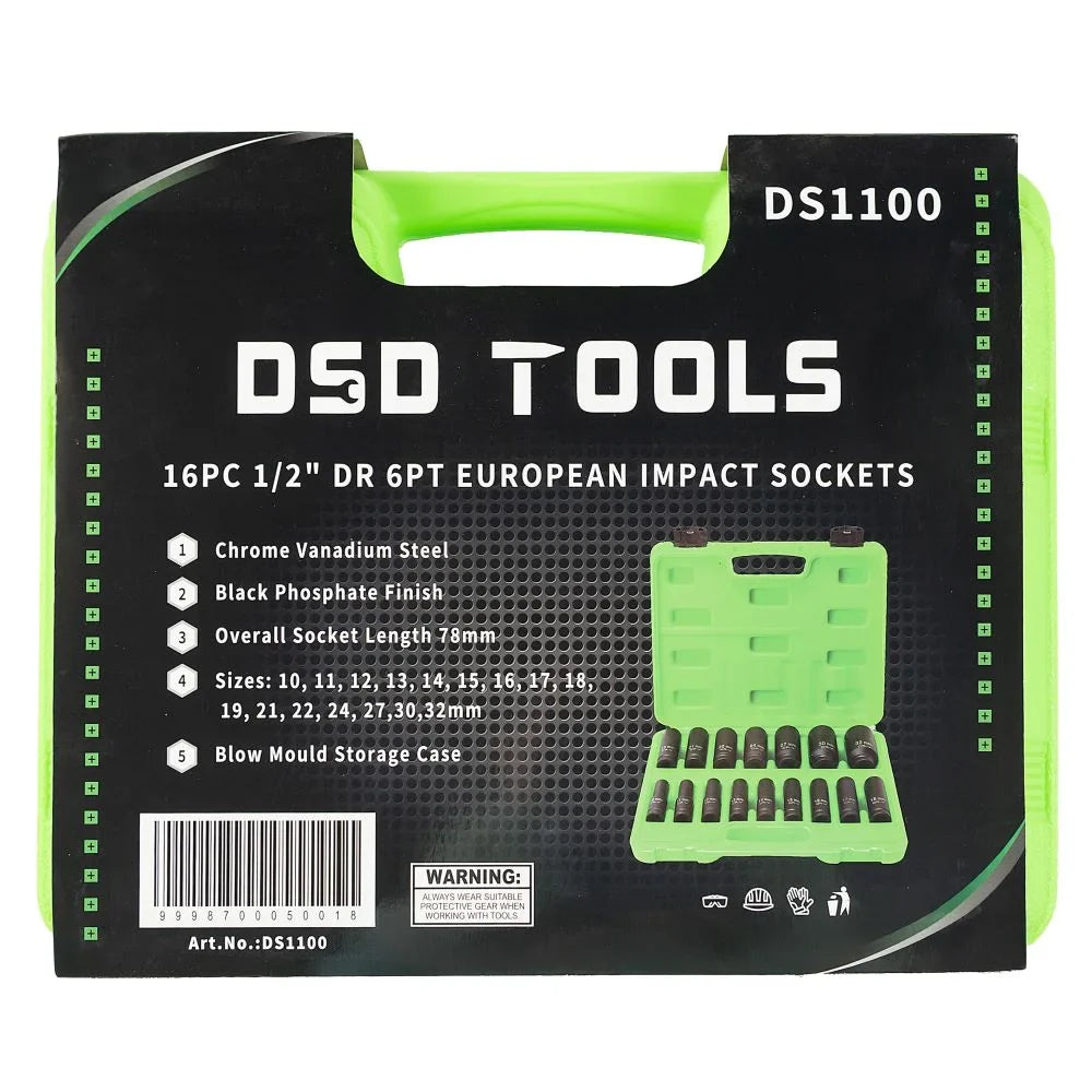1/2" PAVAROS 6 BRIAUNŲ EUROPIETIŠKOS SMŪGINĖS GALVUTĖS, 16VNT DS1100