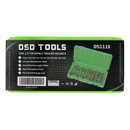 1/2" PAVAROS SMŪGINĖS TORX ANTGALIŲ GALVUTĖS 10 VNT.  DS1118