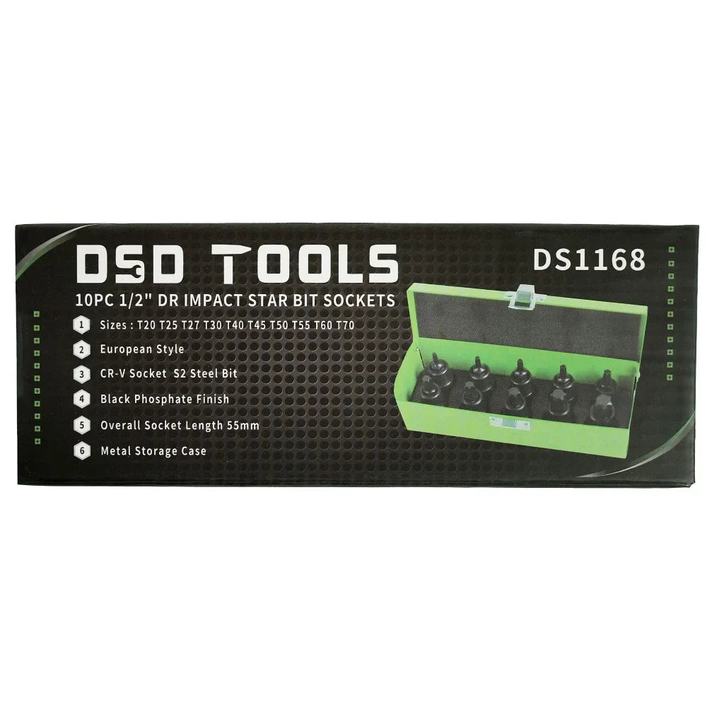 1/2"  PAVAROS SMŪGINĖS ''TORX'' ANTGALIŲ GALVUTĖS 10 VNT. DS1168