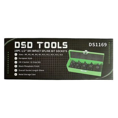 1/2" PAVAROS SMŪGINĖS ''SPLINE'' ANTGALIAI-GALVUTĖS 10 VNT. DS1169