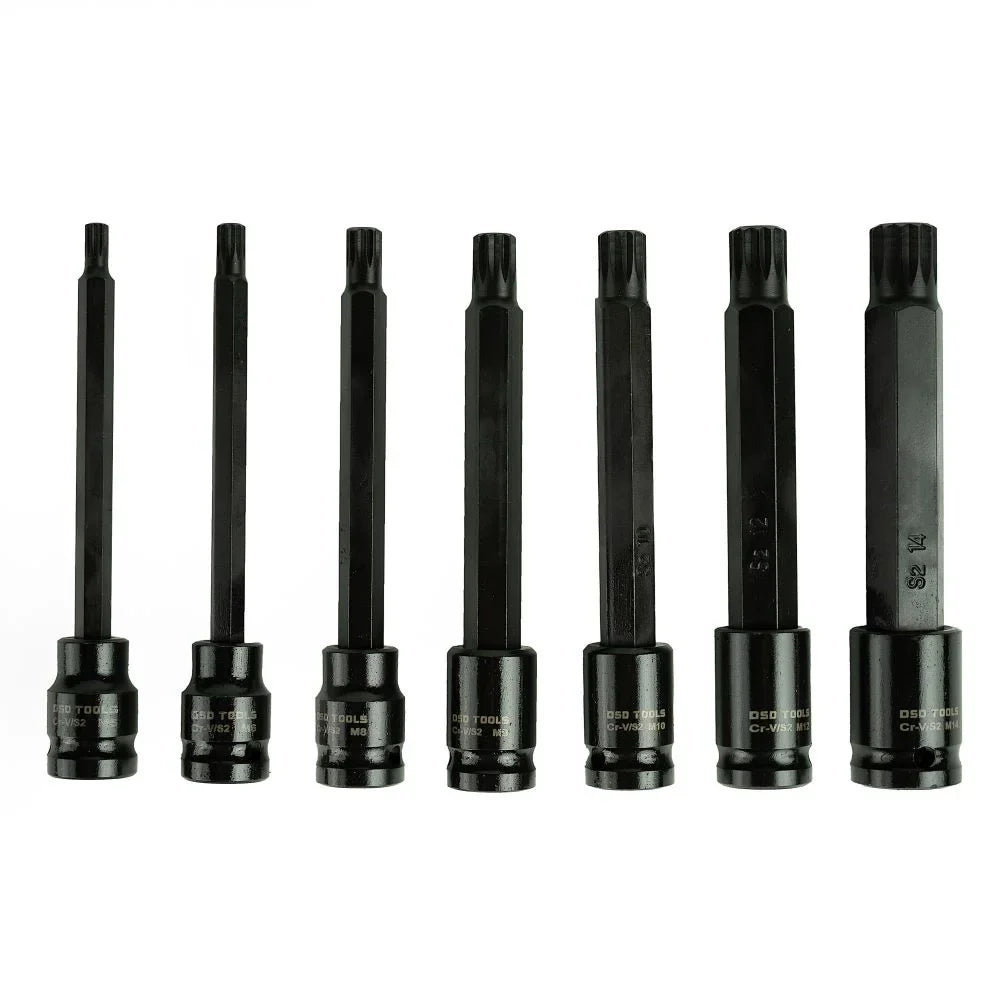 3/8" PAVAROS ITIN ILGŲ SMŪGINIŲ "SPLINE" GALVUČIŲ-ANTGALINIŲ RINKINYS ,7VNT.DS1195