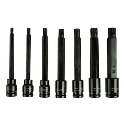 3/8" PAVAROS ITIN ILGŲ SMŪGINIŲ "SPLINE" GALVUČIŲ-ANTGALINIŲ RINKINYS ,7VNT.DS1195