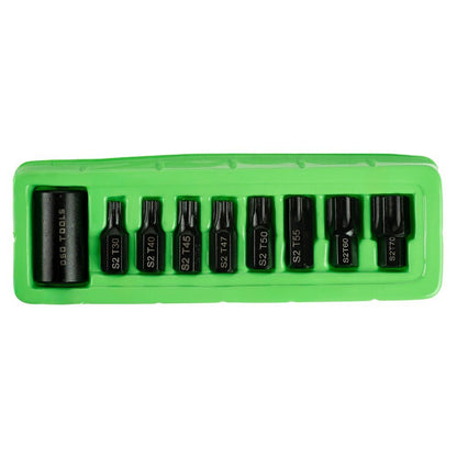 1/2"  PAVAROS SMŪGINIŲ "TORX" ŽVAIGŽDUTINIŲ ANTGALIŲ RINKINYS SU 1/2" SU LAIKIKLIU ANTGALIAMS 9 VNT. DS1200