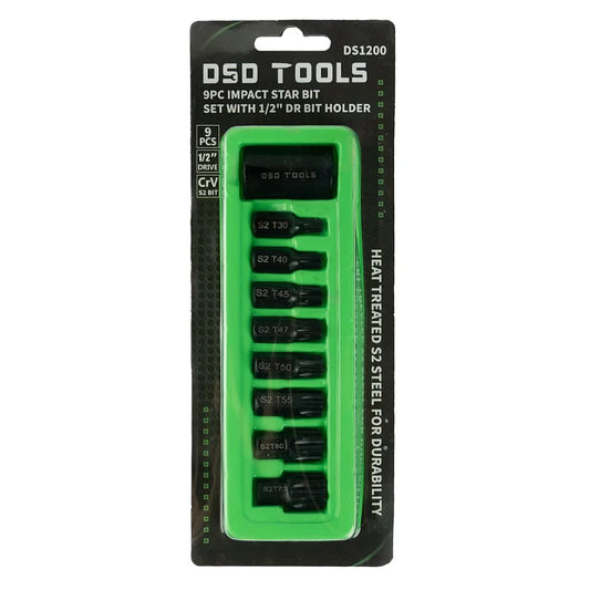 1/2" DRIVE IMPACT "TORX" STAR BIT SET WITH 1/2" BIT HOLDER 9 PCS. DS1200