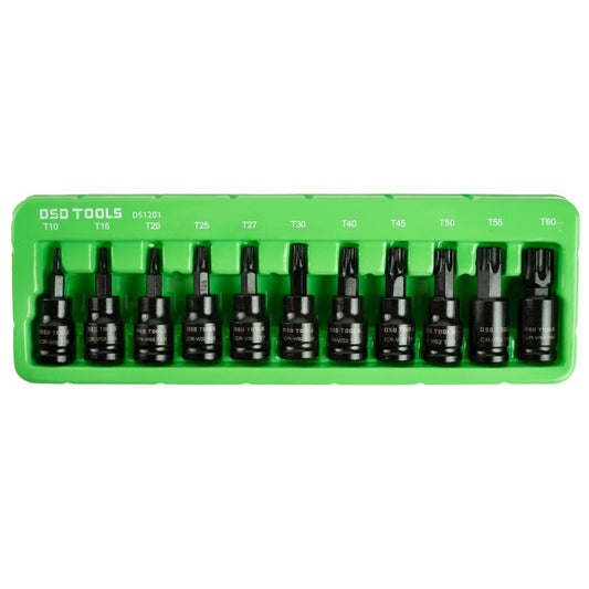 3/8" PAVAROS SMŪGINĖS "TORX" ŽVAIGŽDĖS GALVUTĖS SU ANTGALIAIS , 11 VNT. DS1201