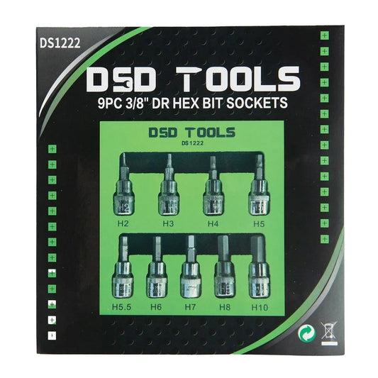 3/8" DRIVE HEX SOCKET BIT SET 9 PCS. DS1222
