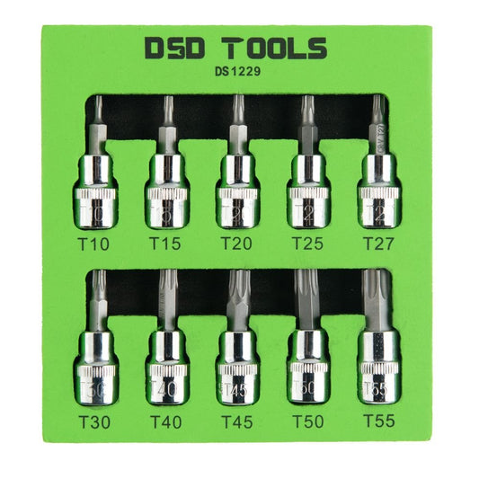 3/8" DRIVE 48 MM STAR "TORX" BITS, 10 PCS DS1229