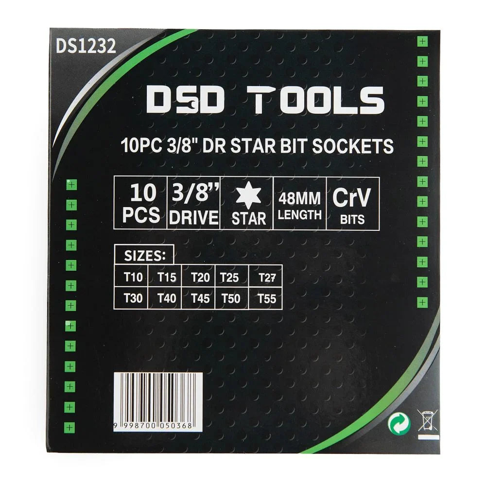 10 VNT. 3/8″  ŽVAIGŽDINIŲ ANTGALIŲ RINKINYS DS1232