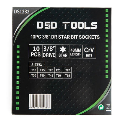 10 VNT. 3/8″  ŽVAIGŽDINIŲ ANTGALIŲ RINKINYS DS1232