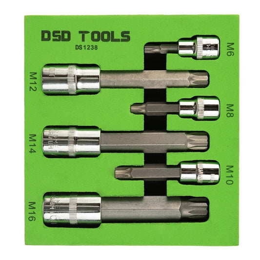 3/8" DR 1/2" DRIVE 12-POINT (XZN) SOCKET BIT SET, 6PC. DS1238