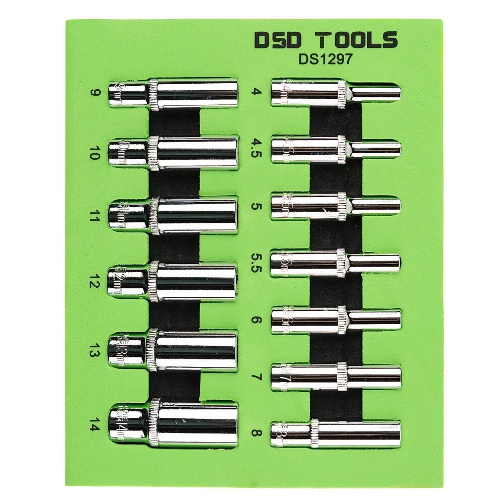 13 VNT. 1/4"  GILUMINĖS GALVUTĖS 4-14 MM DS1297