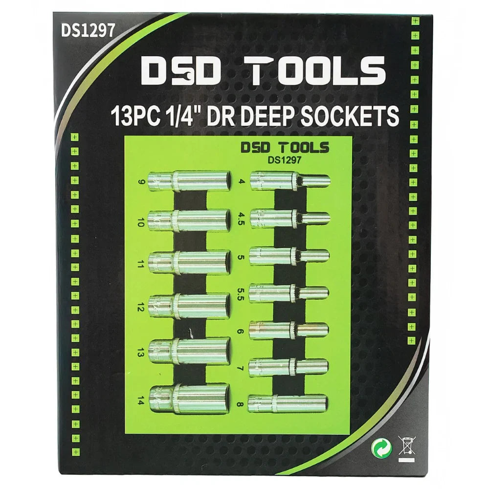 13 VNT. 1/4"  GILUMINĖS GALVUTĖS 4-14 MM DS1297