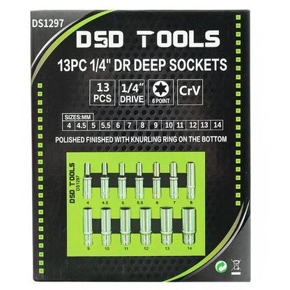 13 VNT. 1/4"  GILUMINĖS GALVUTĖS 4-14 MM DS1297