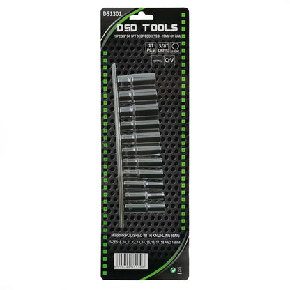 11 VNT. 3/8"  6 BRIAUNŲ GILIOSIOS GALVUTĖS 8 - 19 MM ANT BĖGELIO DS1301