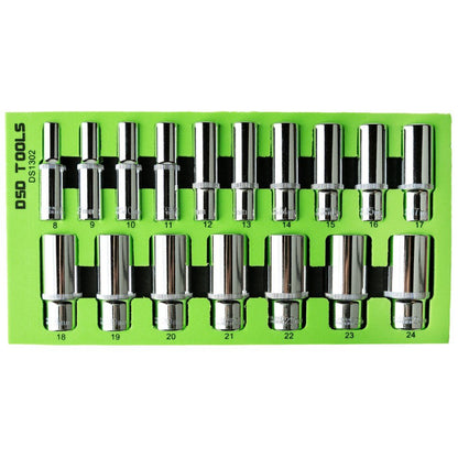 17 VNT. 3/8" 12-RIAUNŲ GILIOS GALVUTĖS 8 - 24 mm DS1302