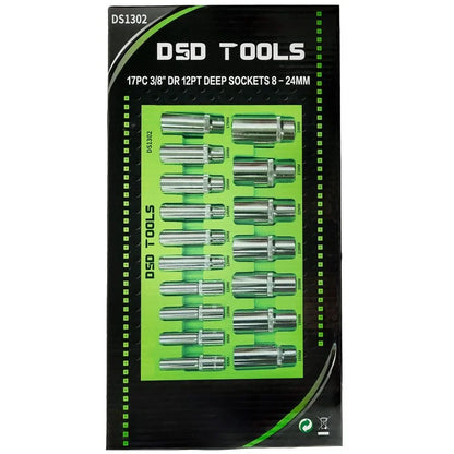 17 VNT. 3/8" 12-RIAUNŲ GILIOS GALVUTĖS 8 - 24 mm DS1302