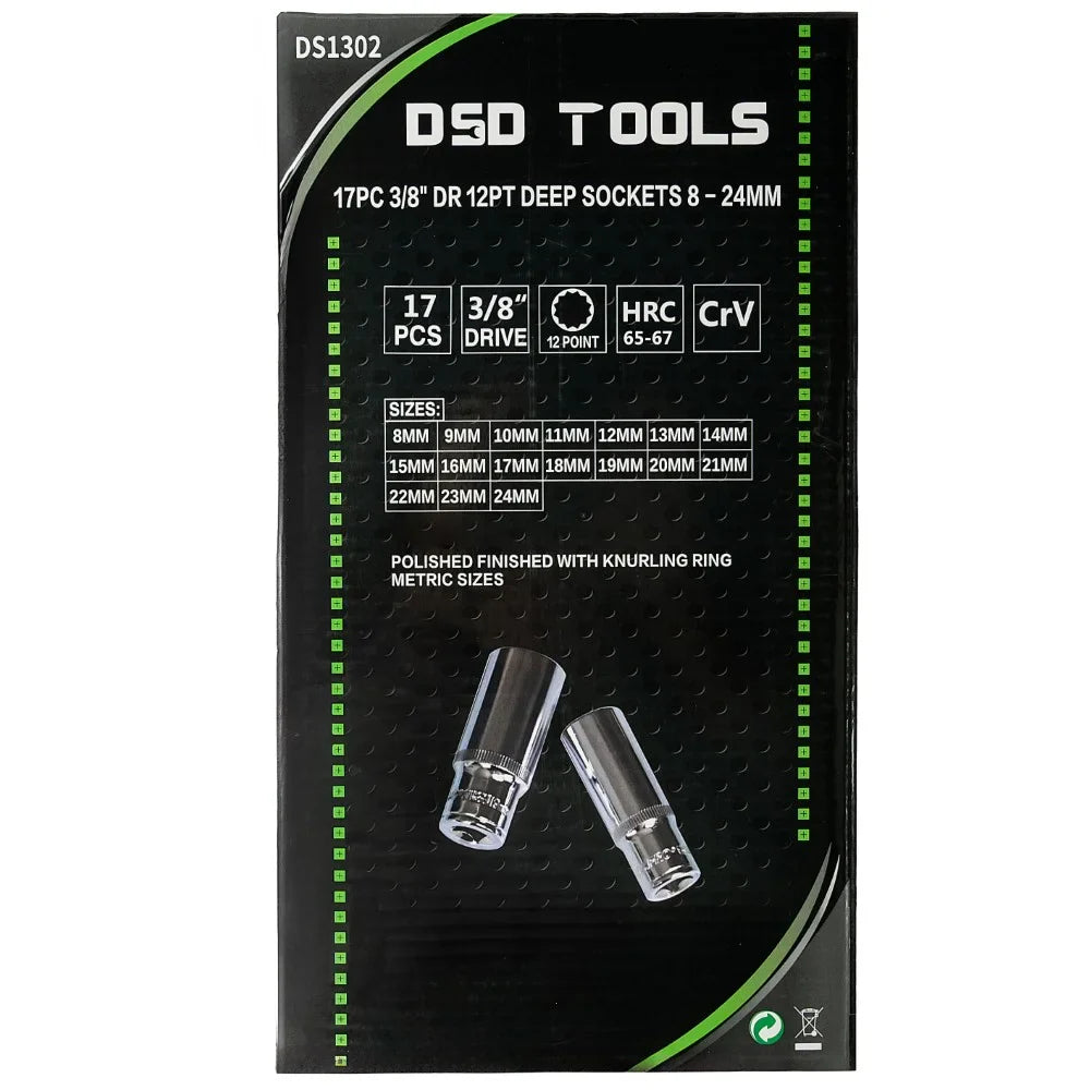 17 VNT. 3/8" 12-RIAUNŲ GILIOS GALVUTĖS 8 - 24 mm DS1302