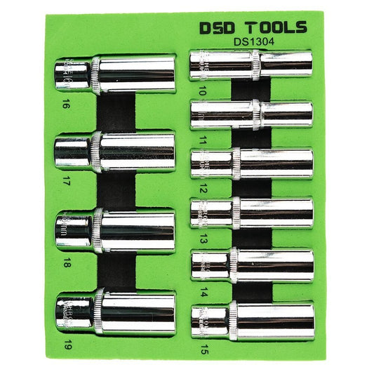 10 PC. 3/8" DEEP SOCKET SET 10-19MM DS1304