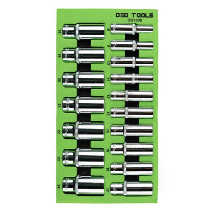 17 VNT. 3/8" JUNGTIES 6 BRIAUNŲ GILIOSIOS GALVUTĖS 8 - 24 mm DS1306
