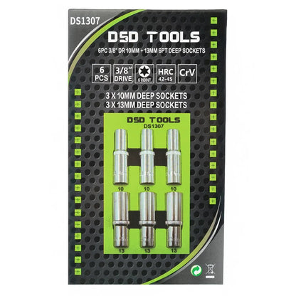 6 VNT. 3/8"  10MM + 13MM 6B GILIOS GALVUTĖS DS1307