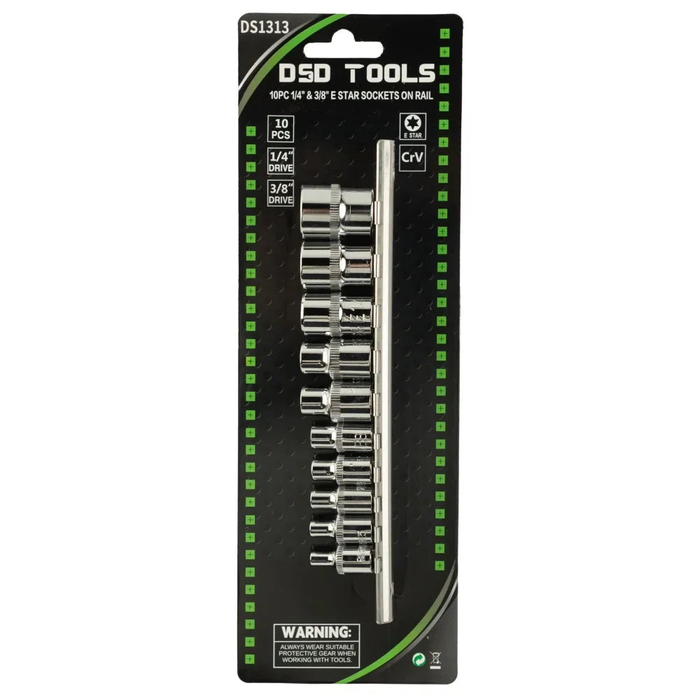 10 VNT. 1/4" IR 3/8" E ŽVAIGŽDINĖS GALVUTĖS ANT LAIKIKLIO DS1313