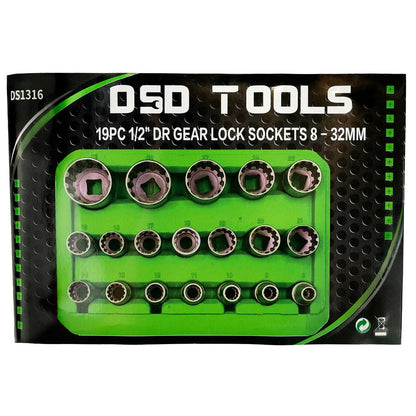 19 VNT. 1/2" JUNGTIES  „GEAR LOCK“ GALVUTĖS 8–32 MM DS1316
