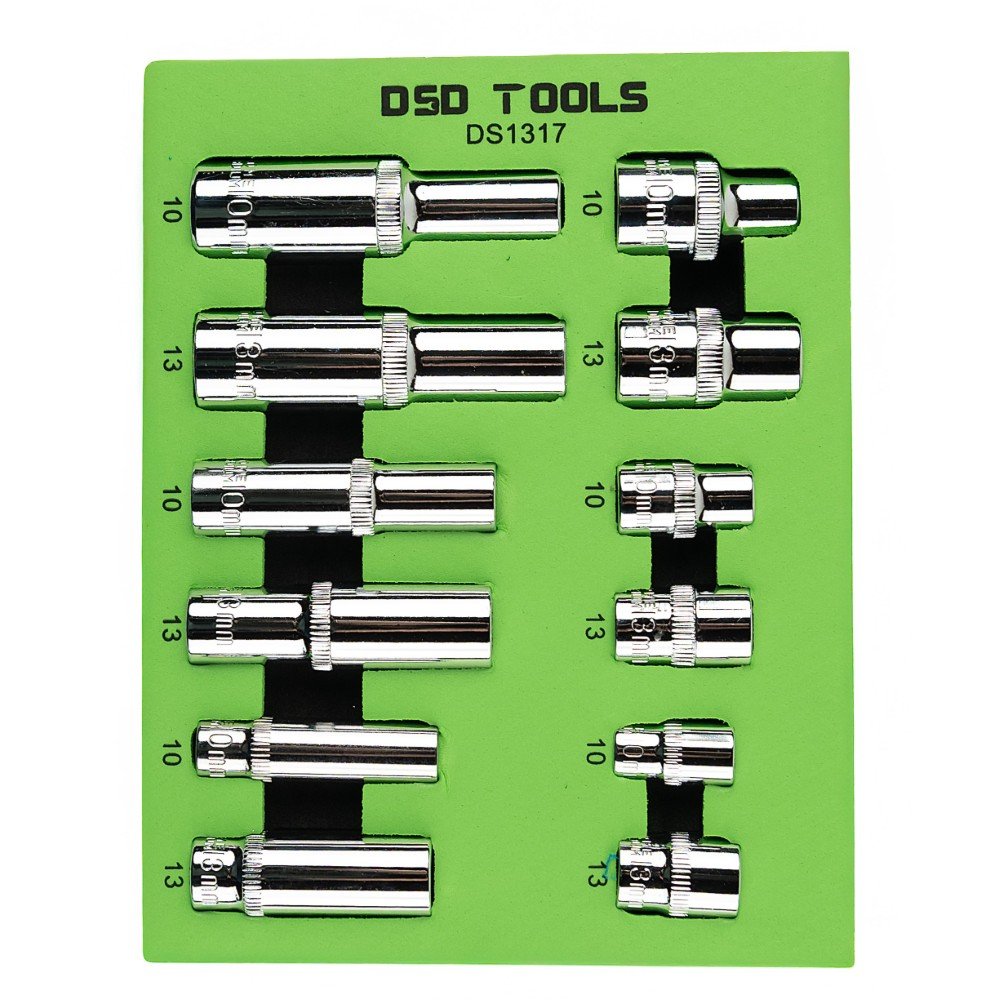 12 VNT. 1/4", 3/8", 1/2" JUNGTIES 10mm IR 13mm  TRUMPOS IR GILIOS GALVUTĖS DS1317