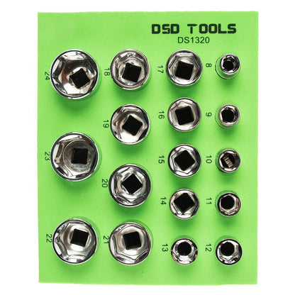 17 VNT. 3/8"  TRUMPOS GALVUTĖS 8-24mm DS1320