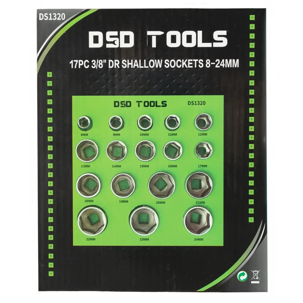 17 VNT. 3/8"  TRUMPOS GALVUTĖS 8-24mm DS1320