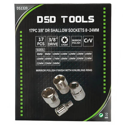 17 VNT. 3/8"  TRUMPOS GALVUTĖS 8-24mm DS1320