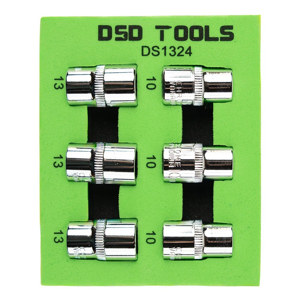 6 VNT. 3/8" JUNGTIES 10 mm + 13 mm  TRUMPOS GALVUTĖS DS1324
