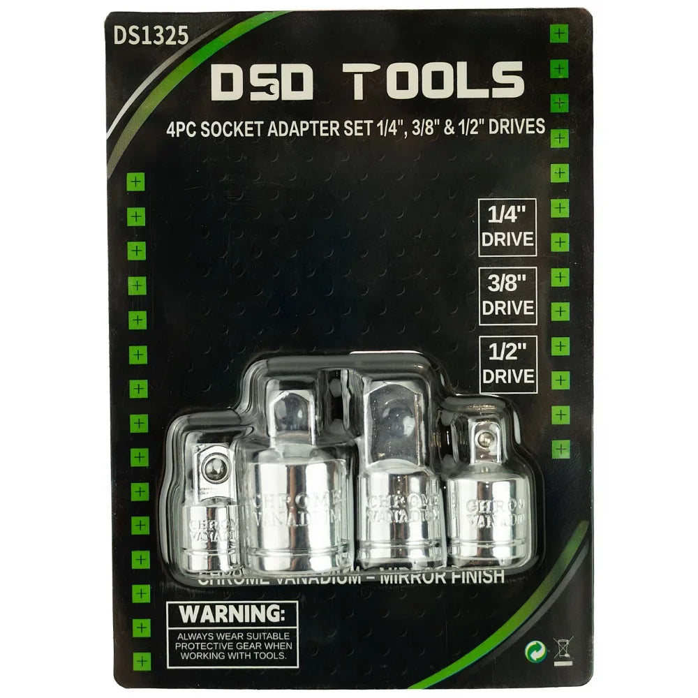 4 VNT. GALVUČIŲ ADAPTERIŲ RINKINYS 1/4", 3/8" IR 1/2" JUNGTIMS DS1325