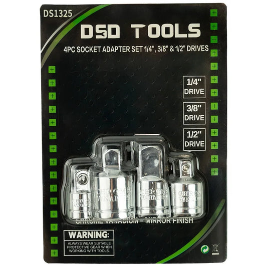 4 VNT. GALVUČIŲ ADAPTERIŲ RINKINYS 1/4", 3/8" IR 1/2" JUNGTIMS DS1325