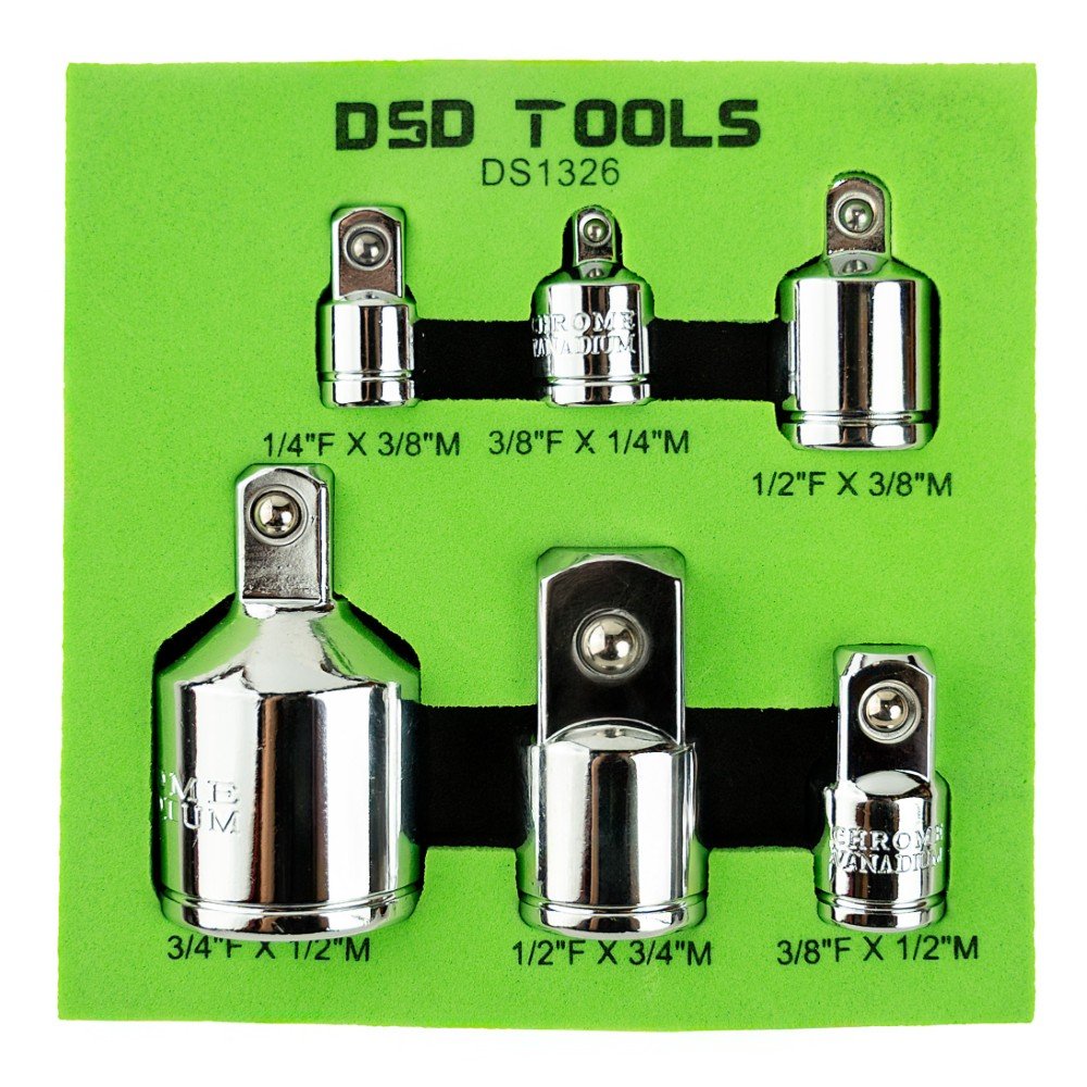 6 VNT. GALVUČIŲ ADAPTERIŲ RINKINYS 1/4", 3/8", 1/2" ir 3/4" DS1326