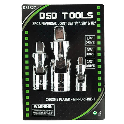 3 VNT. UNIVERSALIŲ ŠARNYRŲ RINKINYS 1/4", 3/8" ir 1/2" DS1327
