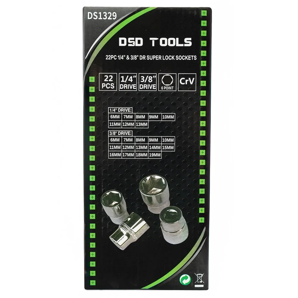 22 VNT. 1/4" ir 3/8"  SUPER LOCK GALVUTĖS DS1329