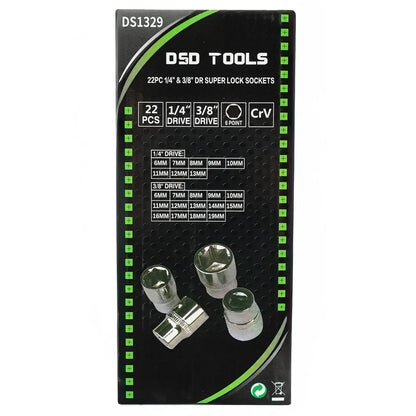 22 VNT. 1/4" ir 3/8"  SUPER LOCK GALVUTĖS DS1329