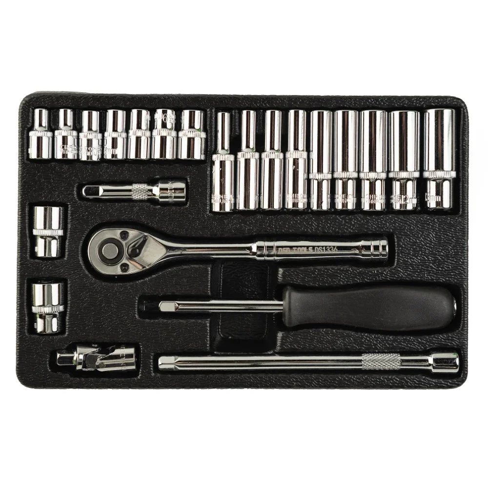 24 VNT. 1/4" TERKŠLĖ IR  GALVUČIŲ RINKINYS DS1336