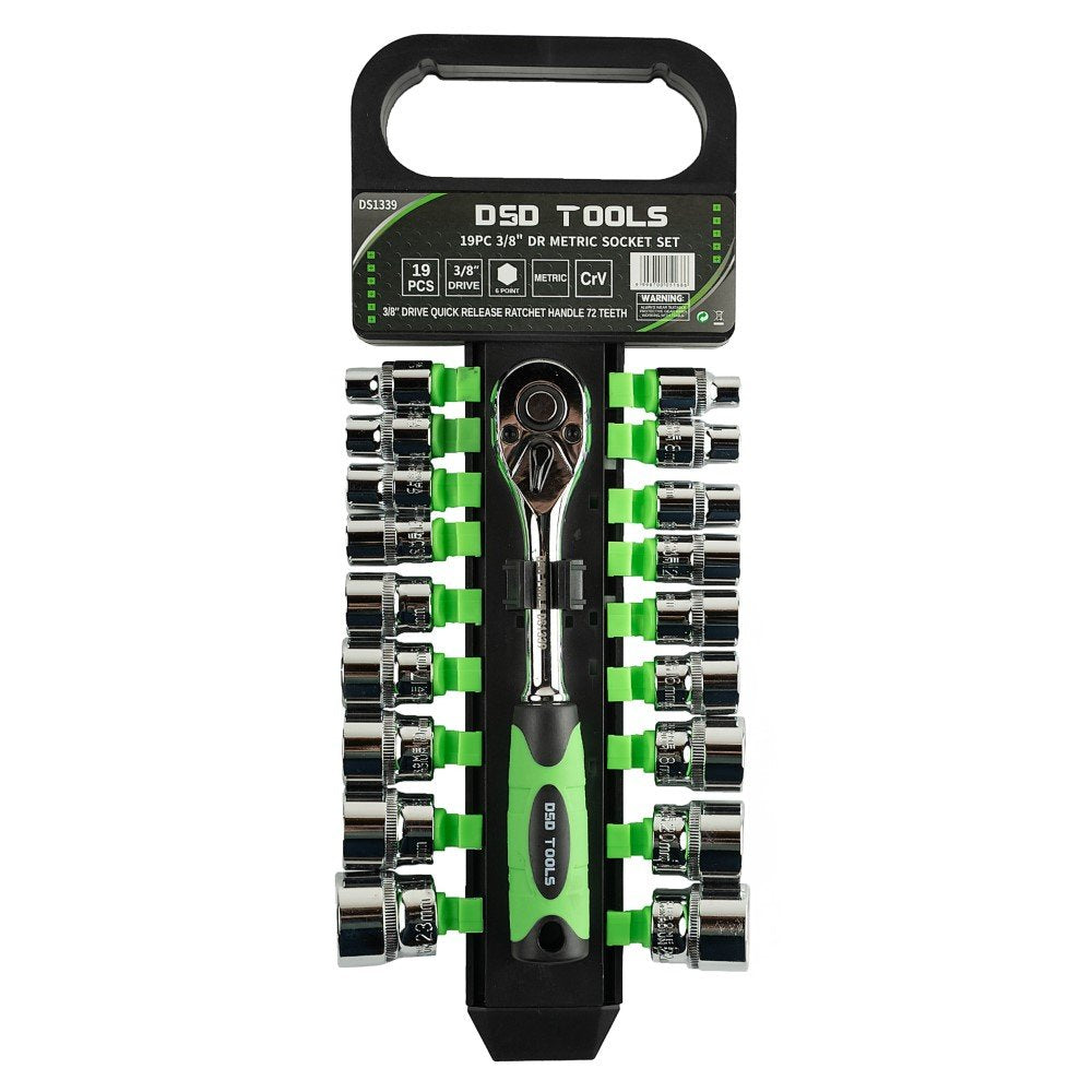 19 VNT. 3/8″ GALVUČIŲ RINKINYS SU TERKŠLE, 6–24 mm6-24mm  DS1339