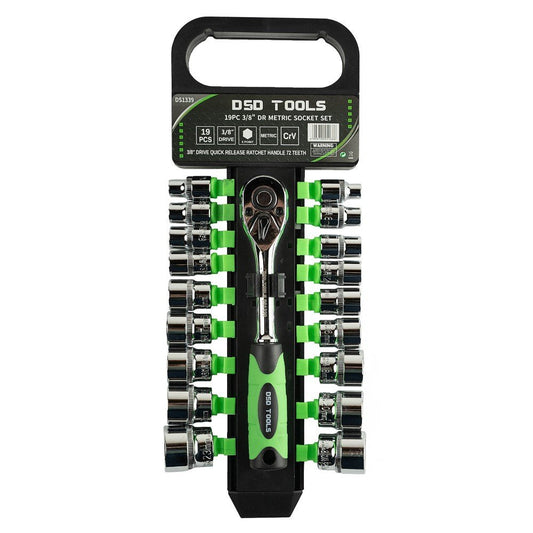 19 VNT. 3/8″ GALVUČIŲ RINKINYS SU TERKŠLE, 6–24 mm6-24mm  DS1339