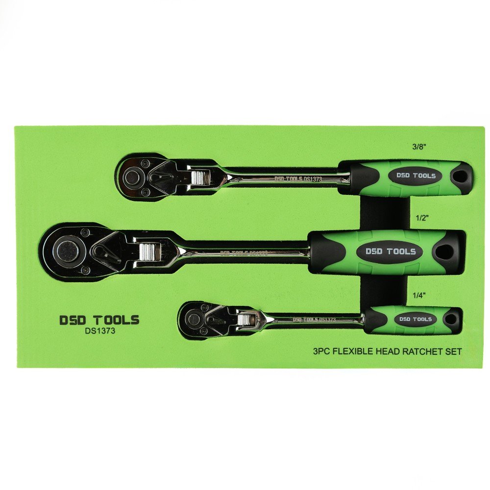 3 VNT. LANKSČIOS GALVOS TERKŠLIŲ KOMPLEKTAS 1/4", 3/8" IR 1/2" JUNGTIMS DS1373