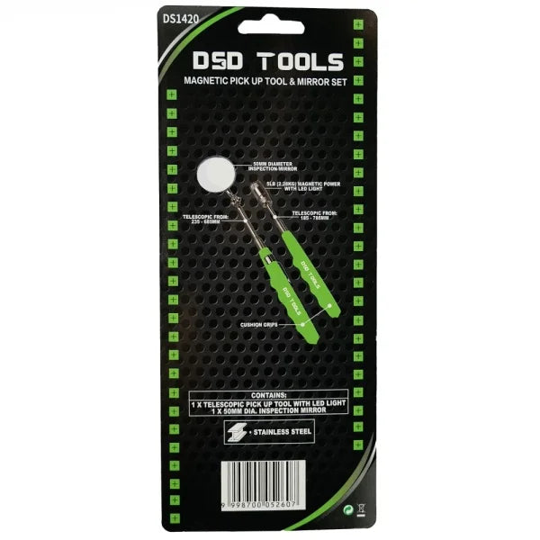 MAGNETINIS PAĖMIMO ĮRANKIS IR VEIDRODŽIO RINKINYS SU LED ŠVIESA DS1420