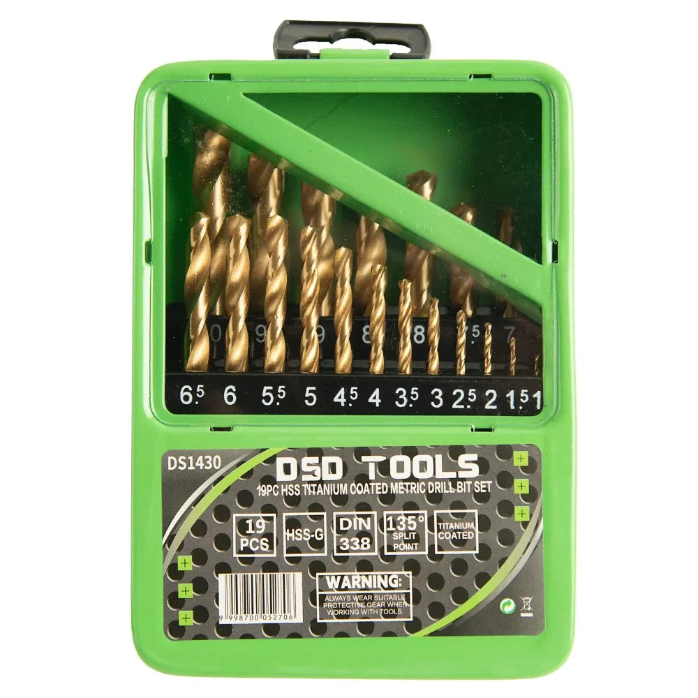 19 VNT. HSS GRĄŽTŲ RINKINYS SU TITANO DANGA  1 - 10 mm DS1430